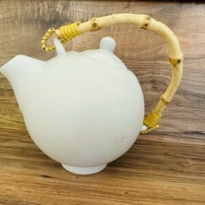 Nordic Ceramic Teapot – Bloomingville Bamboo Handle & Stainless Steel Infuser